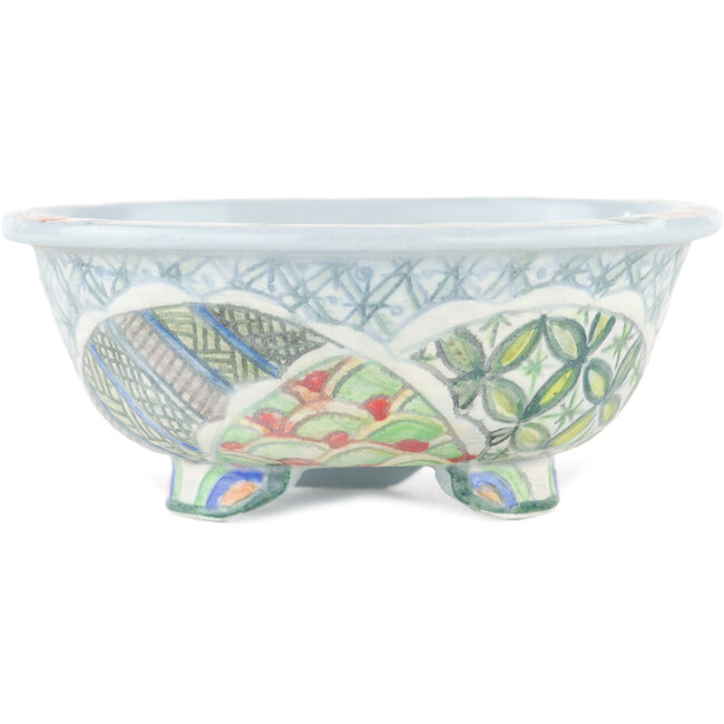 Pot à bonsaï rond multicolore par Kei Setsu - 105 x 105 x 45 mm