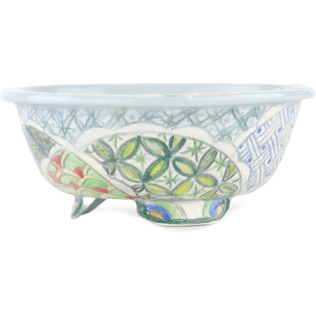 Vaso bonsai rotondo multicolore di Kei Setsu - 105 x 105 x 45 mm