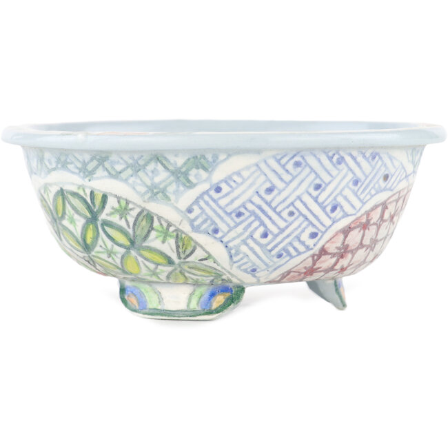 Pot à bonsaï rond multicolore par Kei Setsu - 105 x 105 x 45 mm