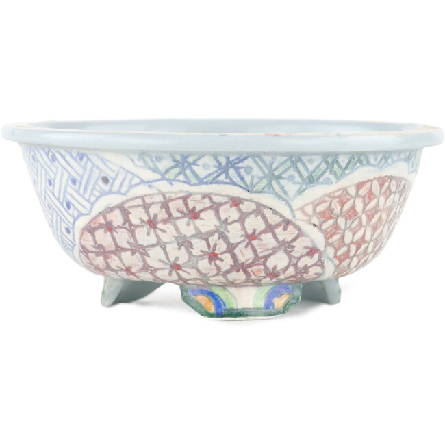 Vaso bonsai rotondo multicolore di Kei Setsu - 105 x 105 x 45 mm