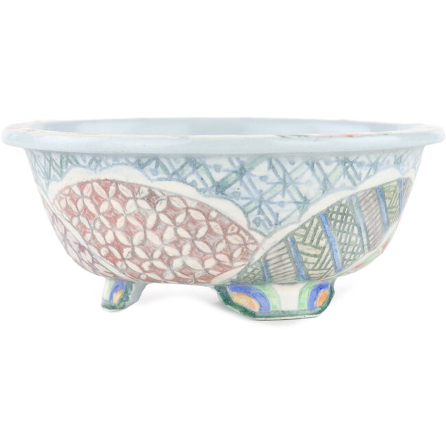 Pot à bonsaï rond multicolore par Kei Setsu - 105 x 105 x 45 mm