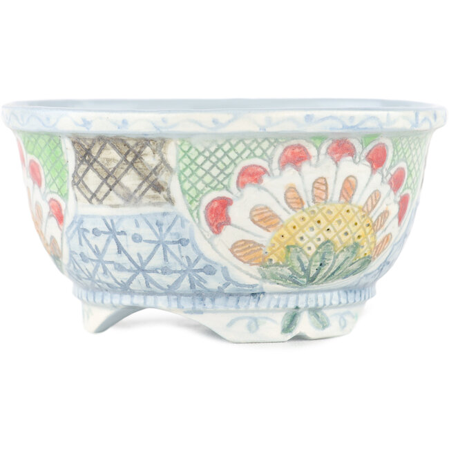 Pot à bonsaï rond multicolore par Kei Setsu - 100 x 100 x 50 mm