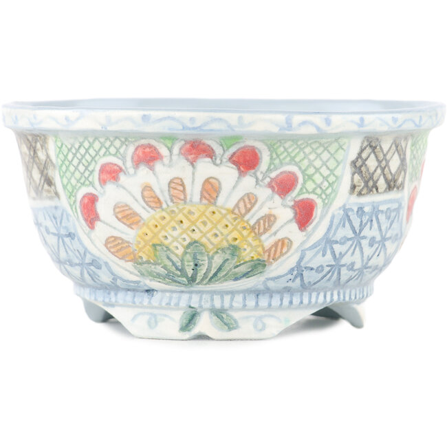 Pot à bonsaï rond multicolore par Kei Setsu - 100 x 100 x 50 mm