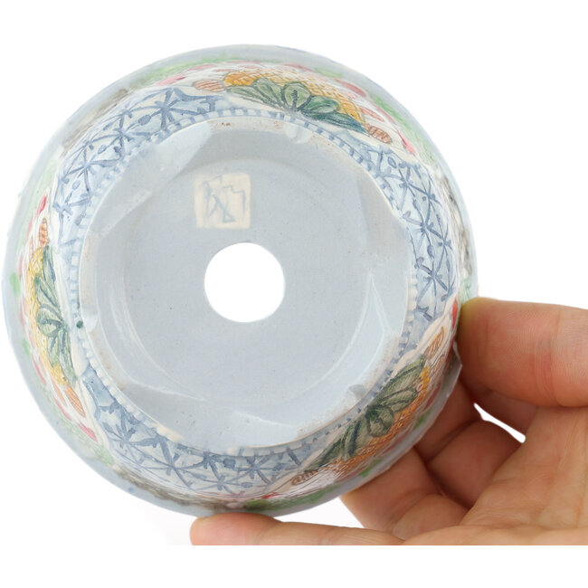 Pot à bonsaï rond multicolore par Kei Setsu - 100 x 100 x 50 mm