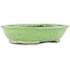 Oval green bonsai pot by Bunzan - 200 x 170 x 45 mm