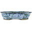 Oval blue and green bonsai pot by Bunzan - 190 x 170 x 45 mm