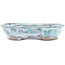 Ovale witte en blauwe bonsaipot van Bunzan - 195 x 170 x 45 mm