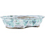 Maceta ovalada para bonsái blanca y azul de Bunzan - 195 x 170 x 45 mm