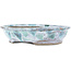 Ovale witte en blauwe bonsaipot van Bunzan - 195 x 170 x 45 mm