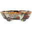 Oval multicolor bonsai pot by Bunzan - 145 x 130 x 45 mm