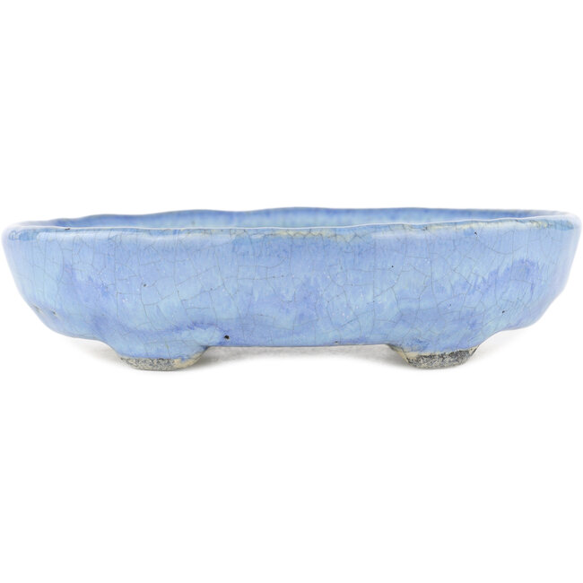 Ovaler blauer Bonsai-Topf von Bunzan - 150 x 125 x 35 mm