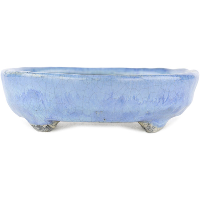 Ovaler blauer Bonsai-Topf von Bunzan - 150 x 125 x 35 mm