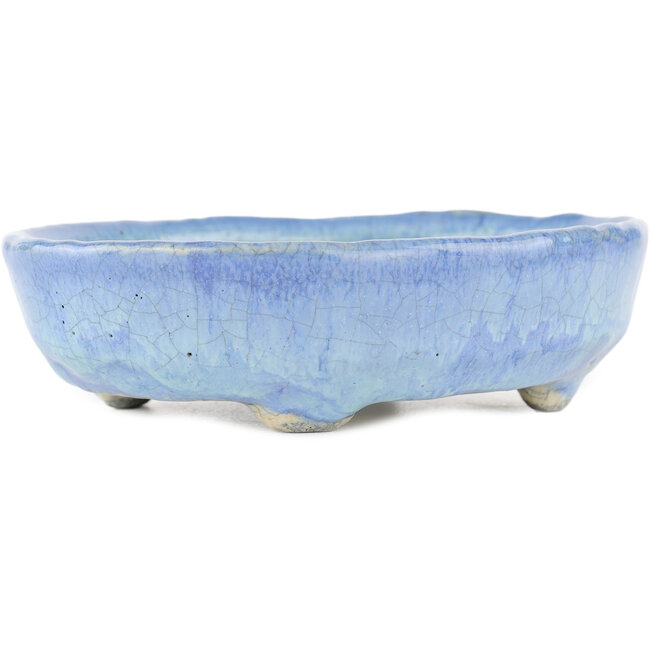 Ovaler blauer Bonsai-Topf von Bunzan - 145 x 120 x 40 mm