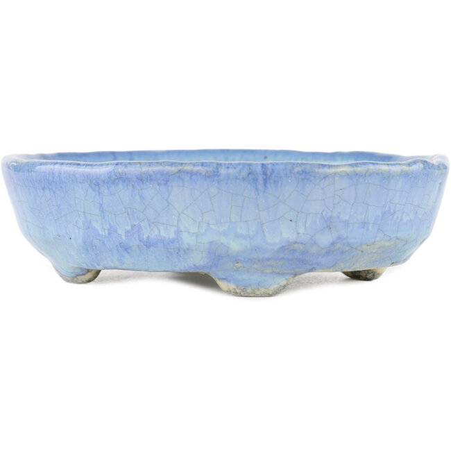 Pot à bonsaï ovale bleu par Bunzan - 145 x 120 x 40 mm