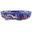 Oval blue bonsai pot by Bunzan - 140 x 120 x 40 mm