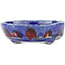 Oval blue bonsai pot by Bunzan - 140 x 120 x 40 mm