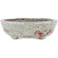 Ovaler rot-weißer Bonsai-Topf von Bunzan - 140 x 120 x 40 mm