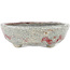 Pot à bonsaï ovale rouge et blanc par Bunzan - 140 x 120 x 40 mm