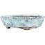 Oval white and blue bonsai pot by Bunzan - 120 x 100 x 35 mm