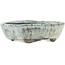 Oval white and grey bonsai pot by Bunzan - 120 x 100 x 35 mm