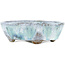 Pot à bonsaï ovale blanc et bleu par Bunzan - 120 x 100 x 35 mm