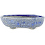 Oval blue bonsai pot by Bunzan - 130 x 105 x 40 mm