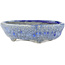 Oval blue bonsai pot by Bunzan - 130 x 105 x 40 mm