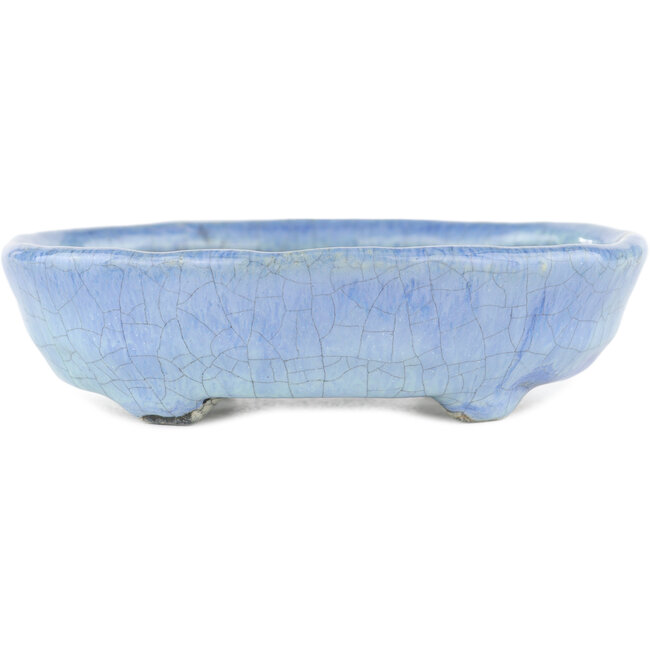 Ovaler blauer Bonsai-Topf von Bunzan - 125 x 110 x 35 mm