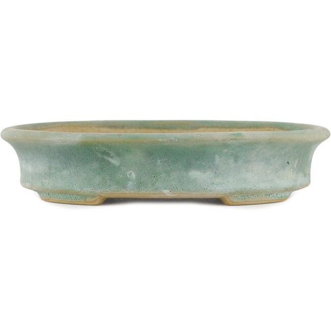 Oval green bonsai pot by Yamafusa - 160 x 135 x 35 mm