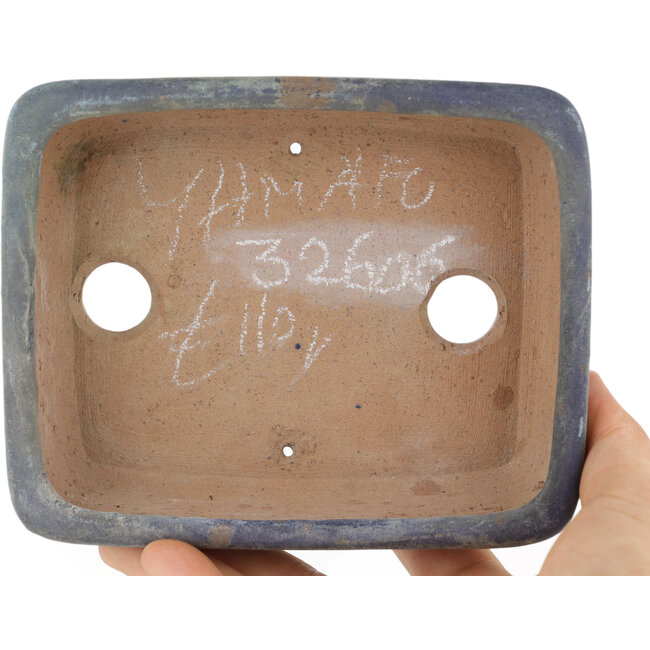 Maceta rectangular para bonsái azul de Yamafusa - 131 x 110 x 35 mm