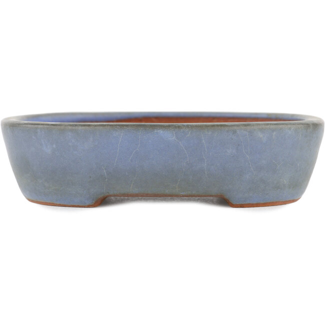 Oval blue bonsai pot by Yamafusa - 135 x 110 x 35 mm