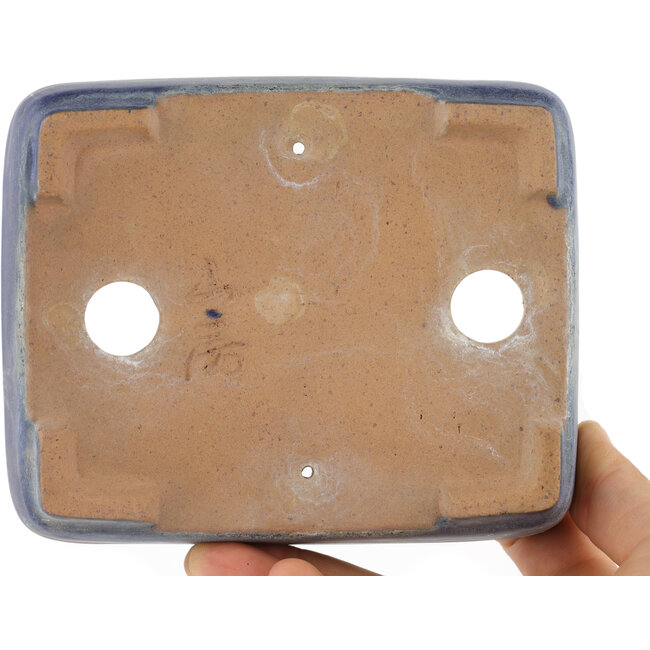 Pot à bonsaï rectangulaire bleu par Yamafusa - 131 x 110 x 35 mm