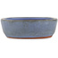 Oval blue bonsai pot by Yamafusa - 135 x 110 x 35 mm