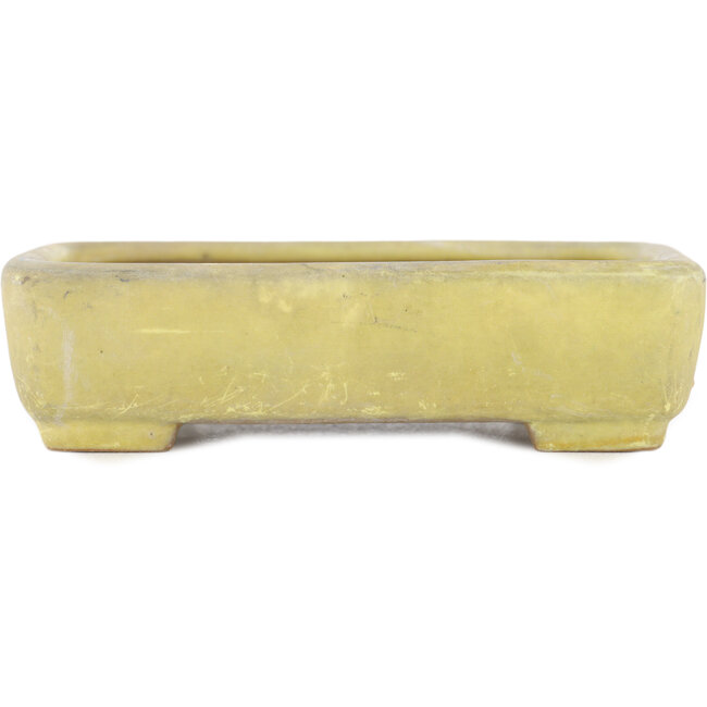 Rectangular yellow bonsai pot by Yamafusa - 130 x 116 x 25 mm