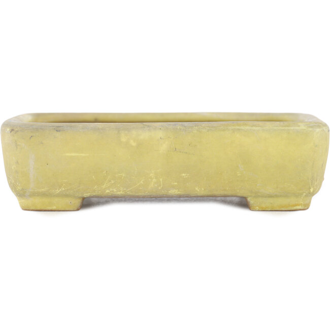 Rectangular yellow bonsai pot by Yamafusa - 130 x 116 x 25 mm