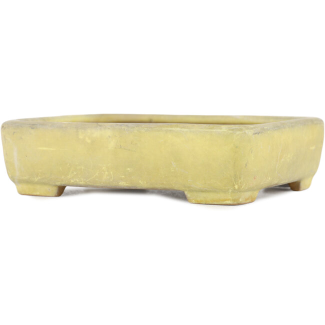 Maceta rectangular para bonsái amarilla de Yamafusa - 130 x 116 x 25 mm
