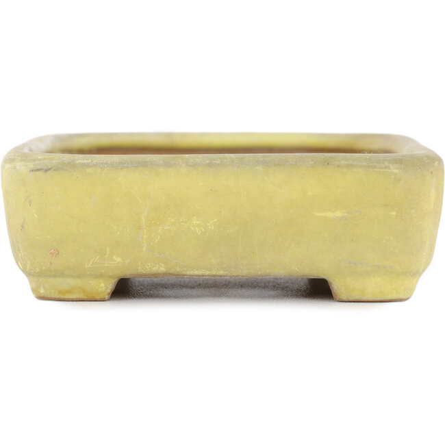 Pot à bonsaï rectangulaire jaune par Yamafusa - 130 x 116 x 25 mm