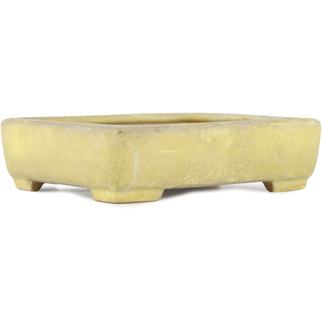 Pot à bonsaï rectangulaire jaune par Yamafusa - 130 x 116 x 25 mm