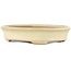 Oval beige bonsai pot by Yamafusa - 135 x 110 x 30 mm