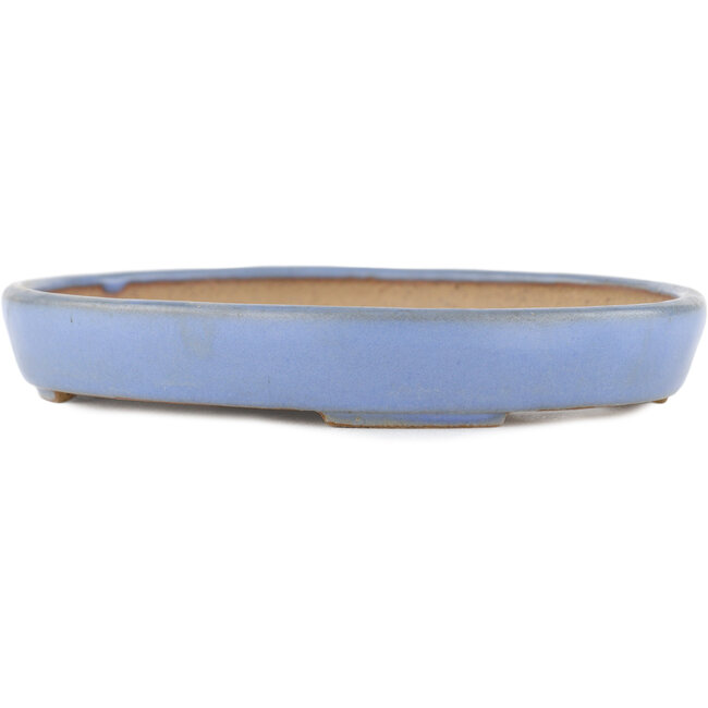 Pot à bonsaï ovale bleu par Yamafusa - 160 x 130 x 24 mm