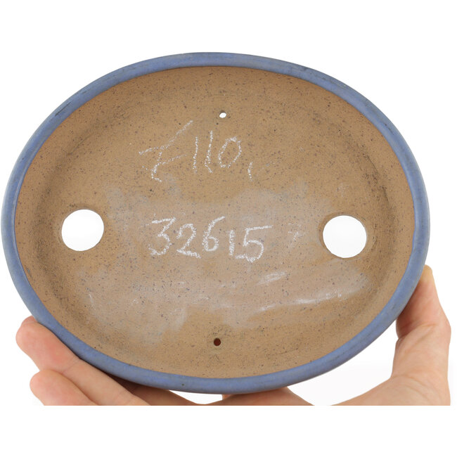 Pot à bonsaï ovale bleu par Yamafusa - 160 x 130 x 24 mm