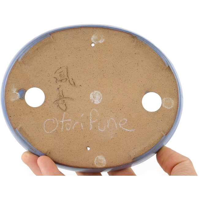 Ovaler blauer Bonsai-Topf von Yamafusa - 160 x 130 x 24 mm