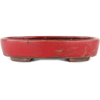 Tosui 125 mm  red bonsai pot by Tosui, Japan