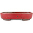 Oval red bonsai pot by Tosui - 125 x 100 x 30 mm