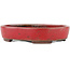 Oval red bonsai pot by Tosui - 125 x 100 x 30 mm