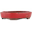 Oval red bonsai pot by Tosui - 125 x 100 x 30 mm