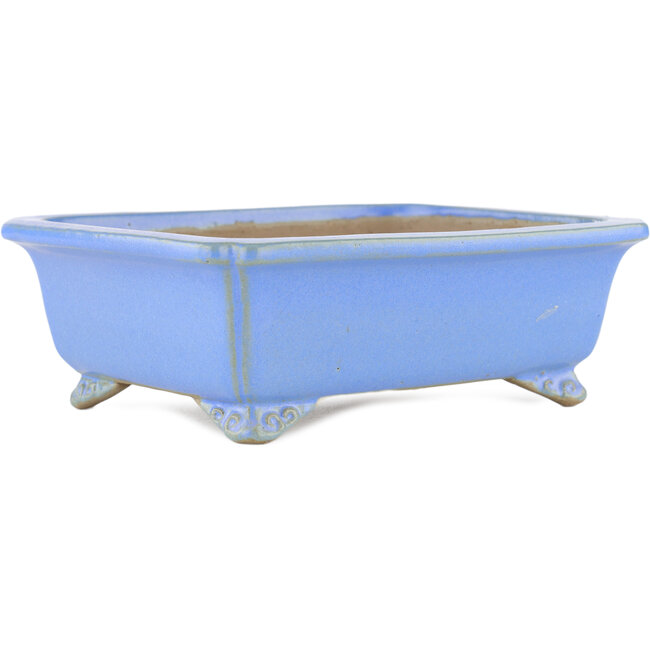 Rectangular blue bonsai pot by Shibakatsu - 185 x 150 x 60 mm