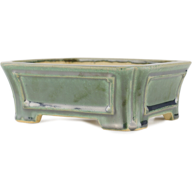 Pot à bonsaï vert rectangulaire par Shibakatsu - 180 x 150 x 60 mm