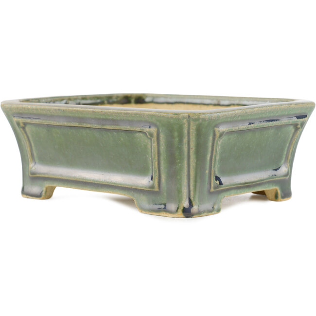 Pot à bonsaï vert rectangulaire par Shibakatsu - 180 x 150 x 60 mm
