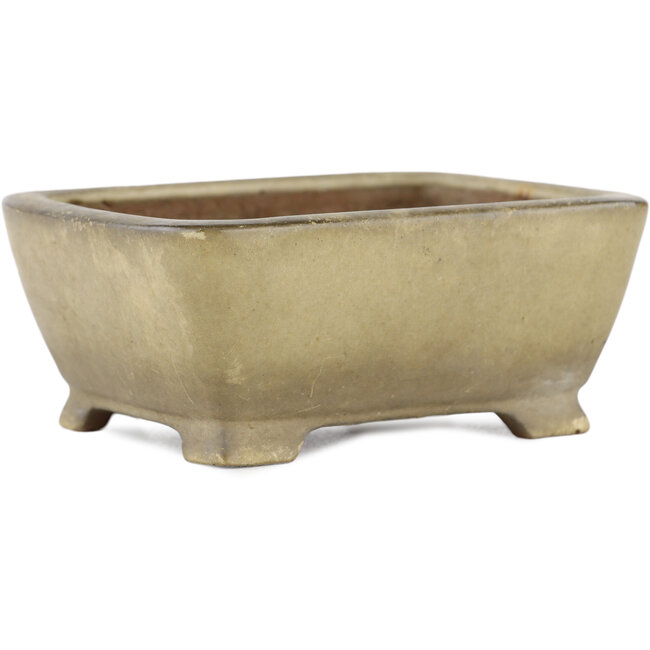 Pot à bonsaï rectangulaire beige par Shibakatsu - 105 x 85 x 45 mm